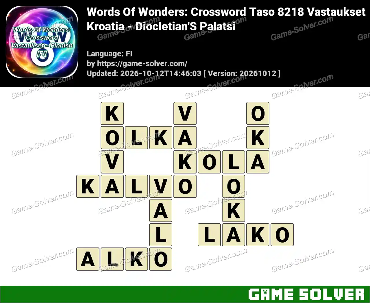Words Of Wonders: Crossword Taso 8218 Vastaukset – Kroatia – Diocletian’S Palatsi